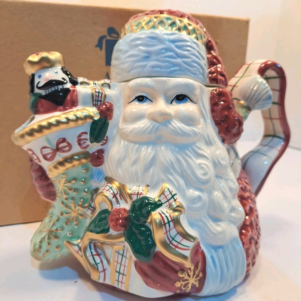 Vintage Avon Ceramic ST. NICHOLAS TEAPOT MULTICOLOR Christmas Holiday